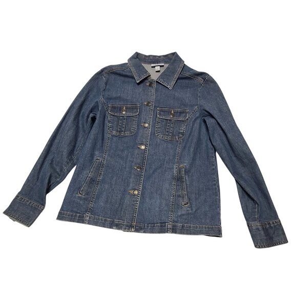 Croft & Barrow Jackets & Blazers - Croft & Barrow Womens Blue Denim Stretch Long Sleeve Button Front Jacket Size S